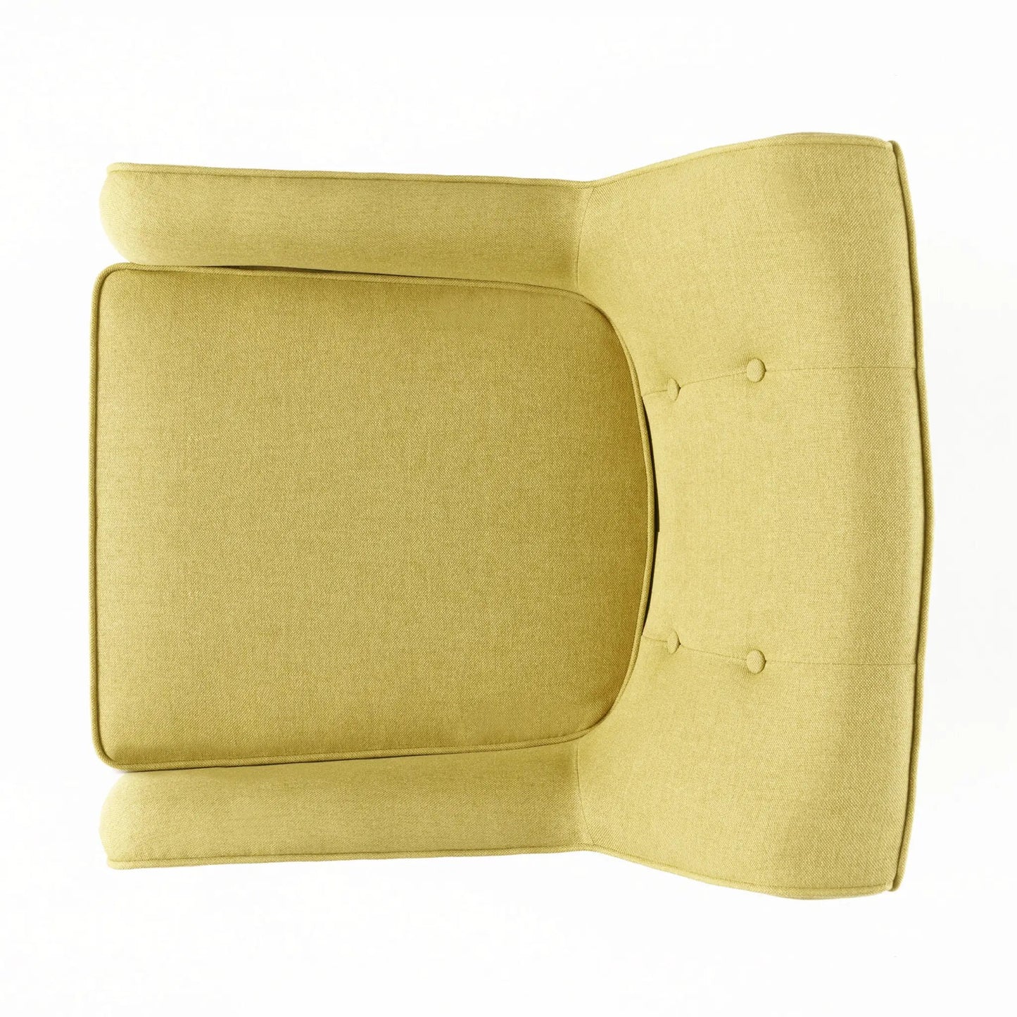 Yellow fabric arm chair with curved back and clean seam detailing for living room comfort on Tampa Home & Garden Store