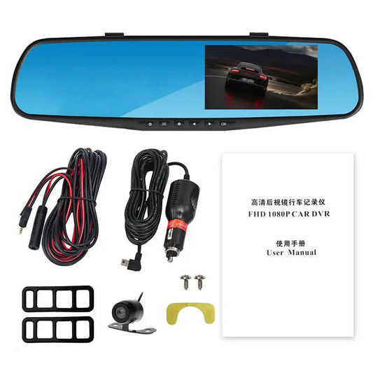 ANLUD rear view mirror dash cam GPS DVR dual lens with car charger and mounting hardware on Tampa Home & Garden Store