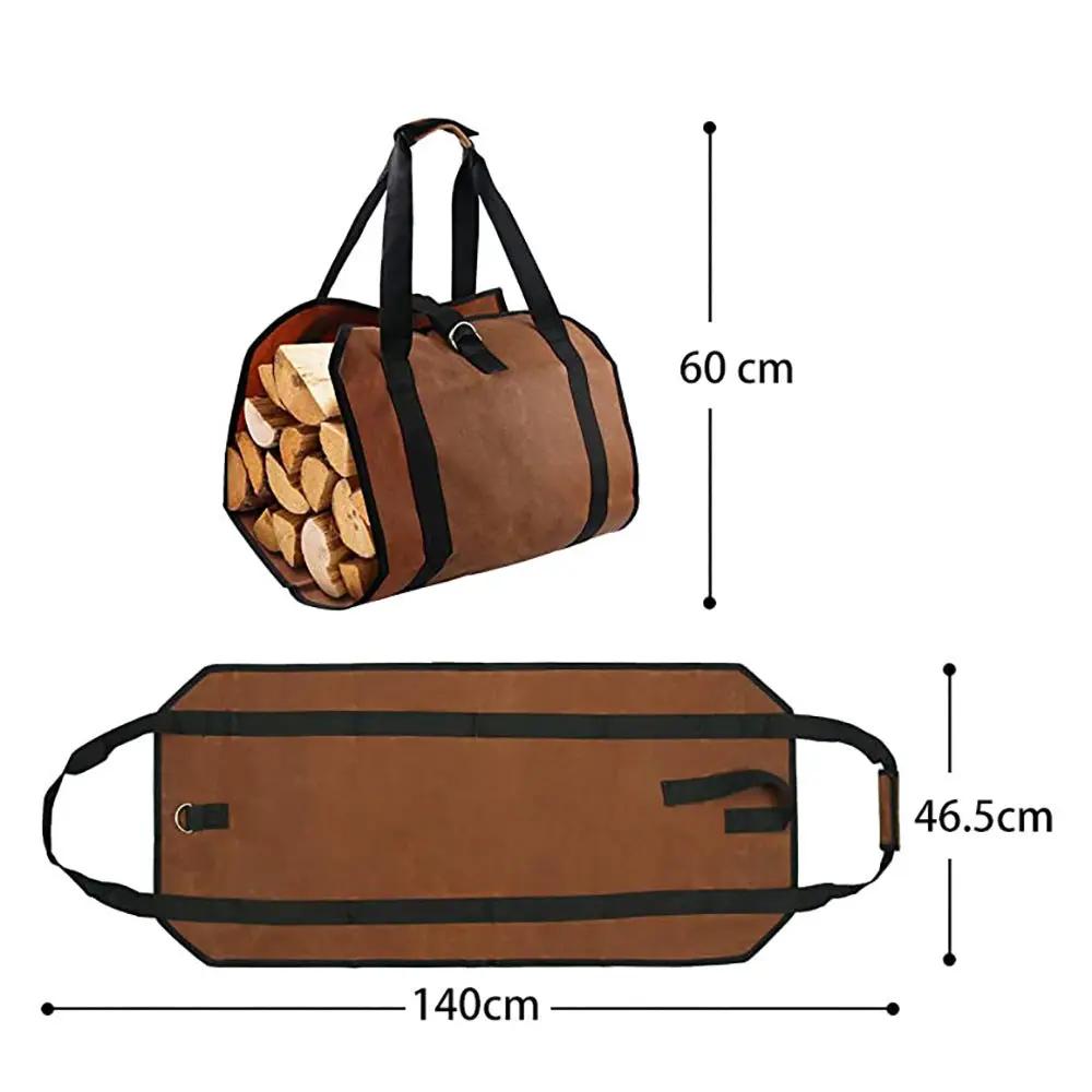 Bolsa de almacenamiento de leña para exteriores Bolsa de transporte de leña Bolso de lona para leña Transportador de madera