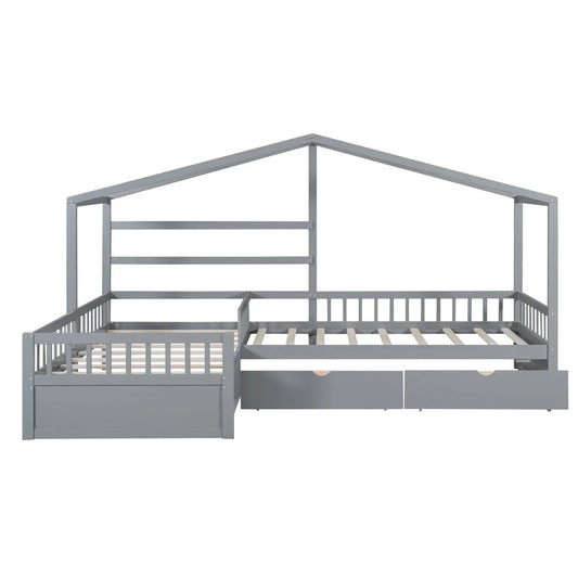 Twin size gray metal platform bed with storage drawers and slatted base on Tampa Home & Garden Store