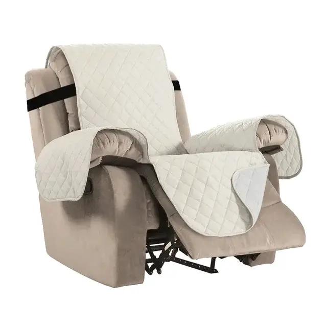 Waterproof Recliner Cover With Snap Fit ivory quilted slipcover for recliner, diamond-stitched on Tampa Home & Garden Store