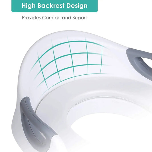 Toilet Seat for Children Unisex With Handles, white with teal grid pattern and gray side handles on Tampa Home & Garden Store