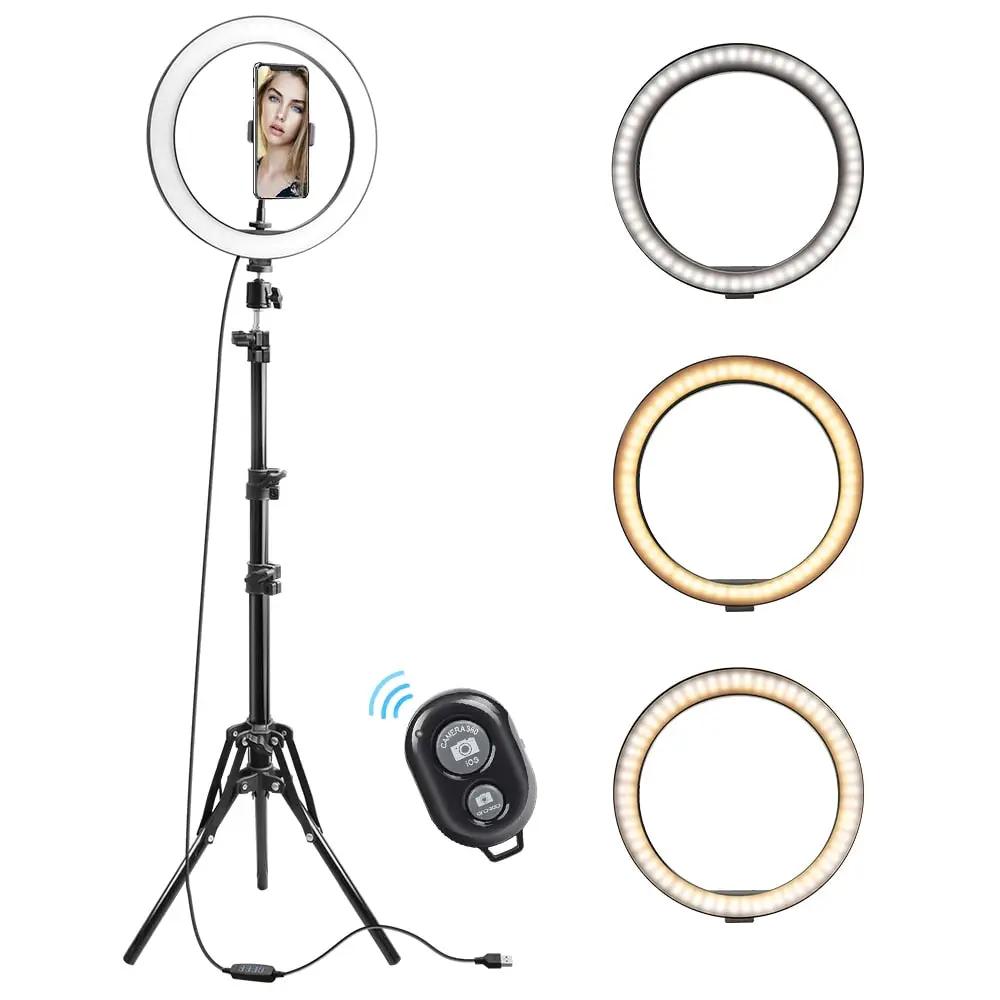 10 Inch Ring Light with Stand for iPhone VIP Digital Presence, black tripod, remote, 3 rings on Tampa Home & Garden Store