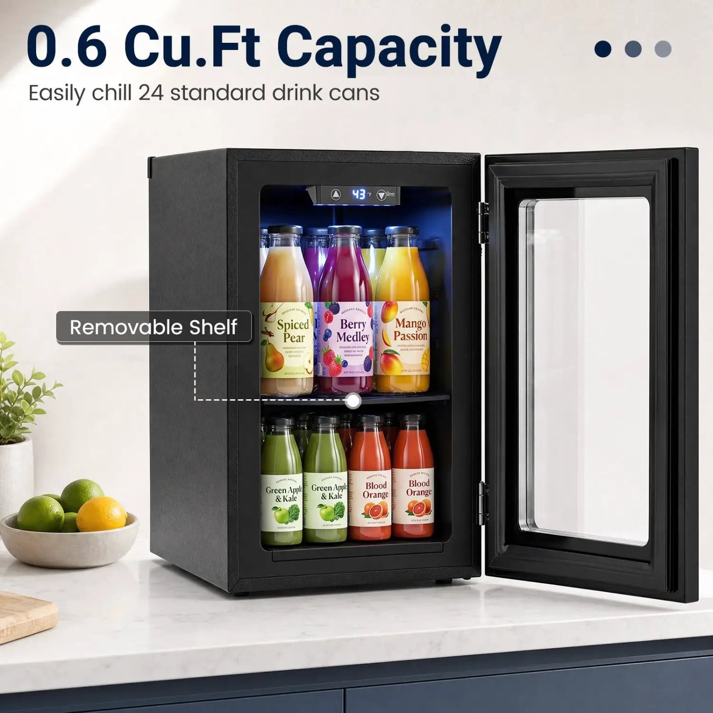 Beverage Refrigerator 0.6 Cu Ft 24 Can Fridge