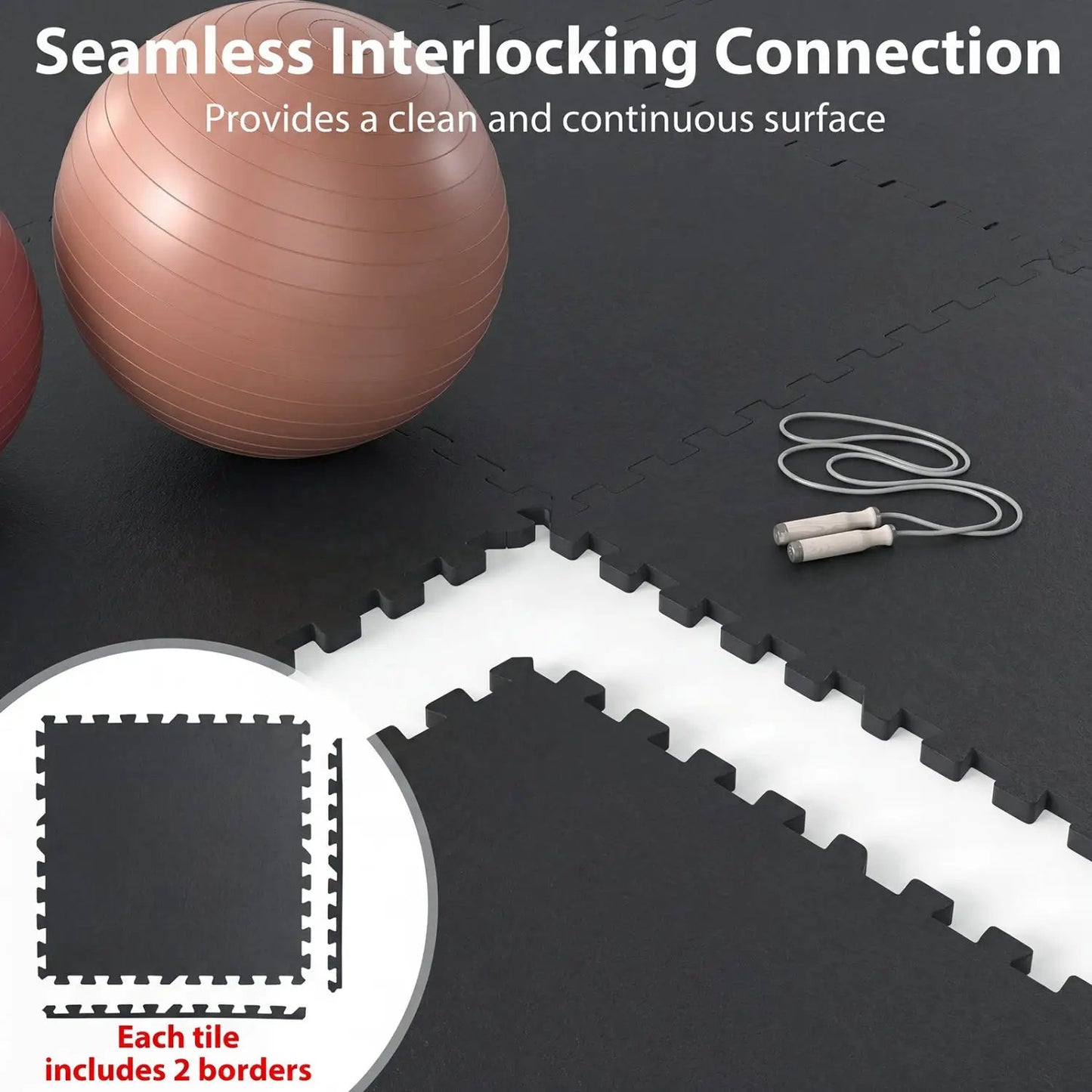 Interlocking Rubber Exercise Mat Set 48 Sq Ft