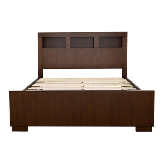 Queen bed with bookcase headboard in brown wood, storage bed by HouseOfZazla on Tampa Home & Garden Store