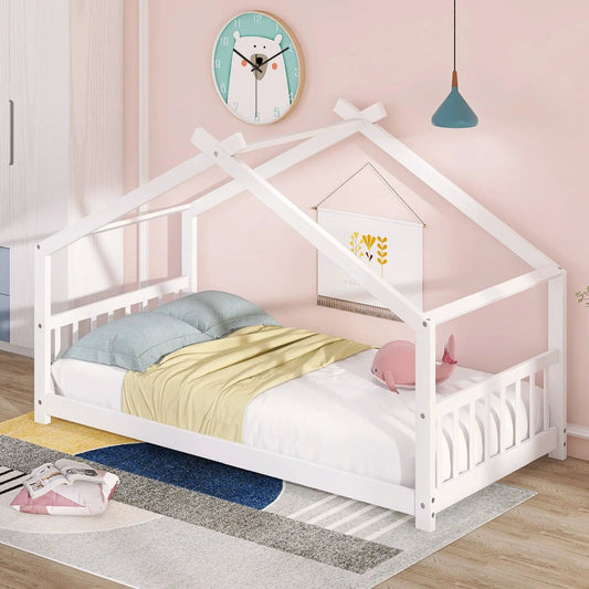 Playhouse Design Bed white children's panel bed with house-frame design Unique Piece Furniture on Tampa Home & Garden Store