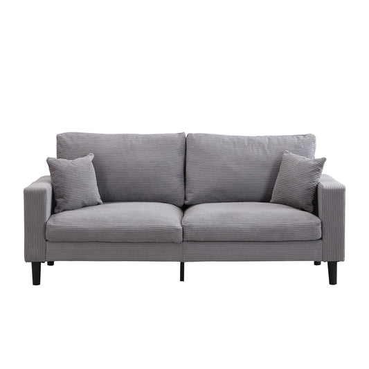 3-seat sofa in gray corduroy with high-resilience cushions by HouseOfZazla stationary on Tampa Home & Garden Store