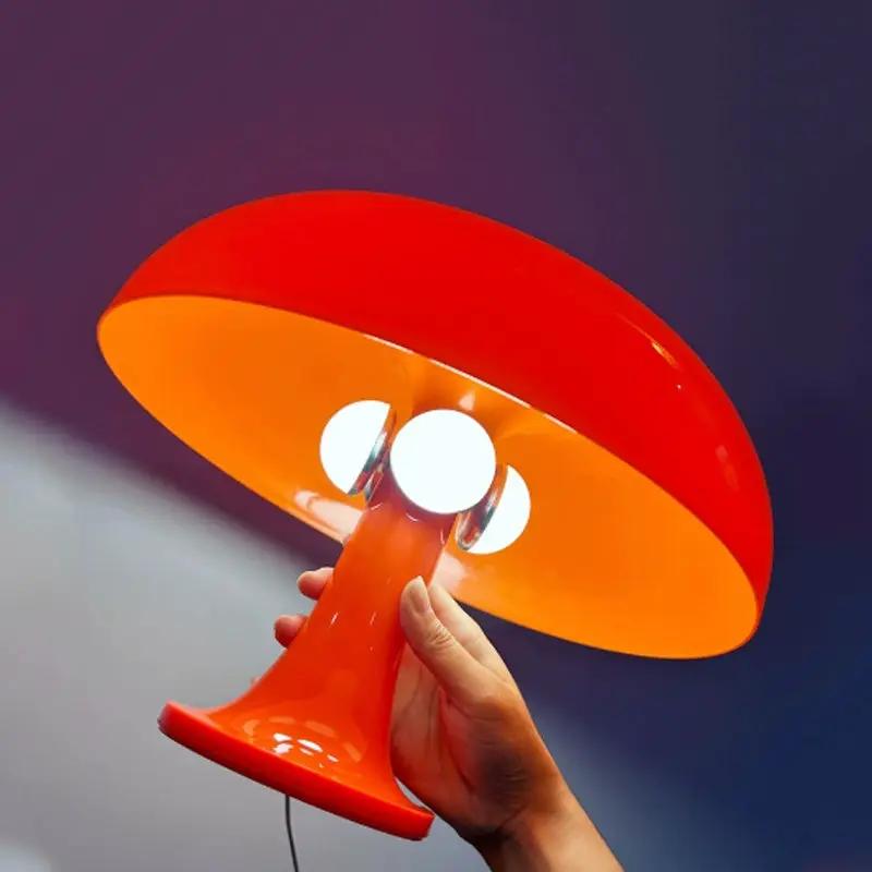 Moktan Sabai LED mushroom table lamp with glossy orange shade and base for home decor gifts on Tampa Home & Garden Store