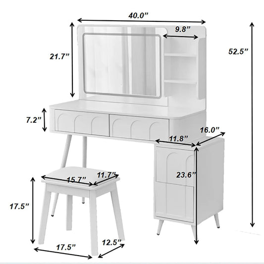 Vanity desk with LED mirror, white finish, 4-drawer vanity by Unique Piece Furniture on Tampa Home & Garden Store