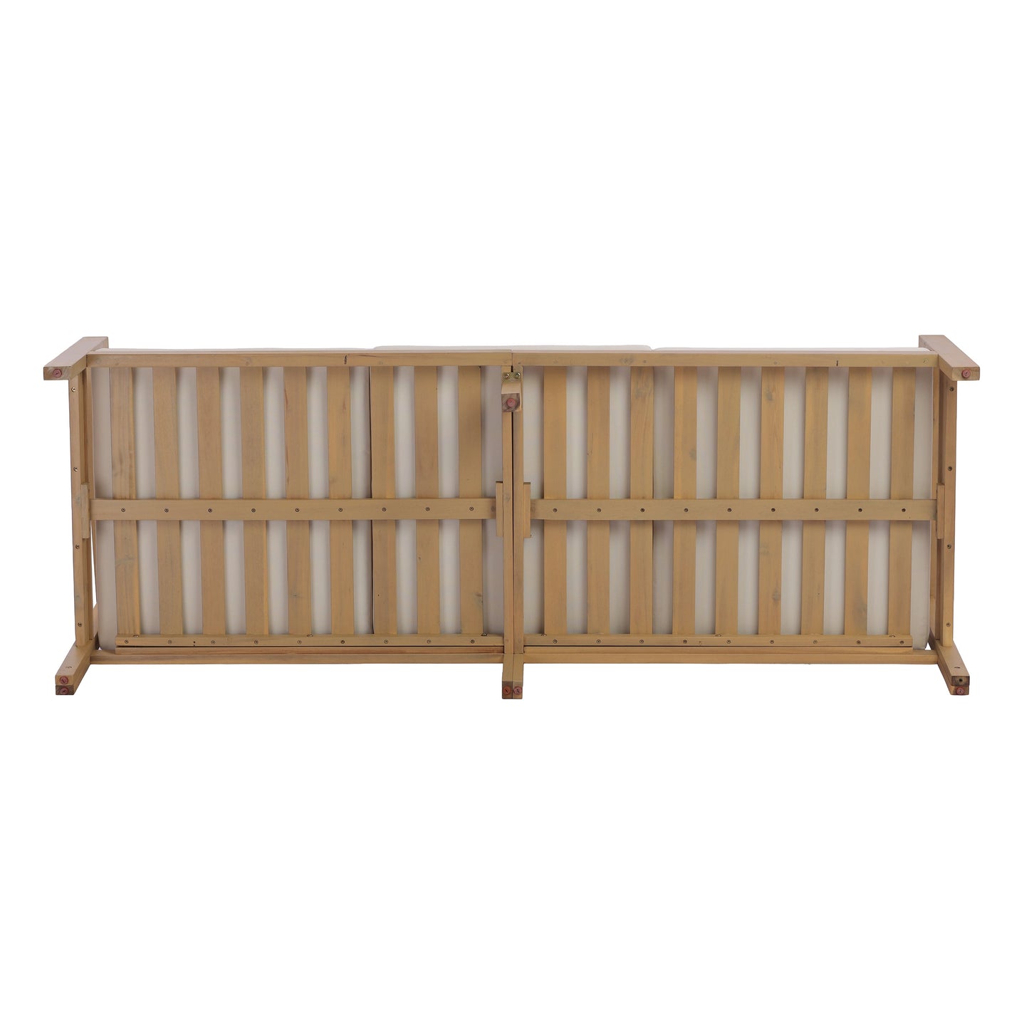 Outdoor Acacia Wood Sofa with Beige Cushions