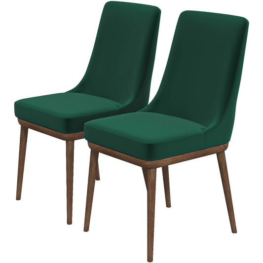 Kate mid-century modern dining chair set of 2 emerald green upholstery with wood legs on Tampa Home & Garden Store