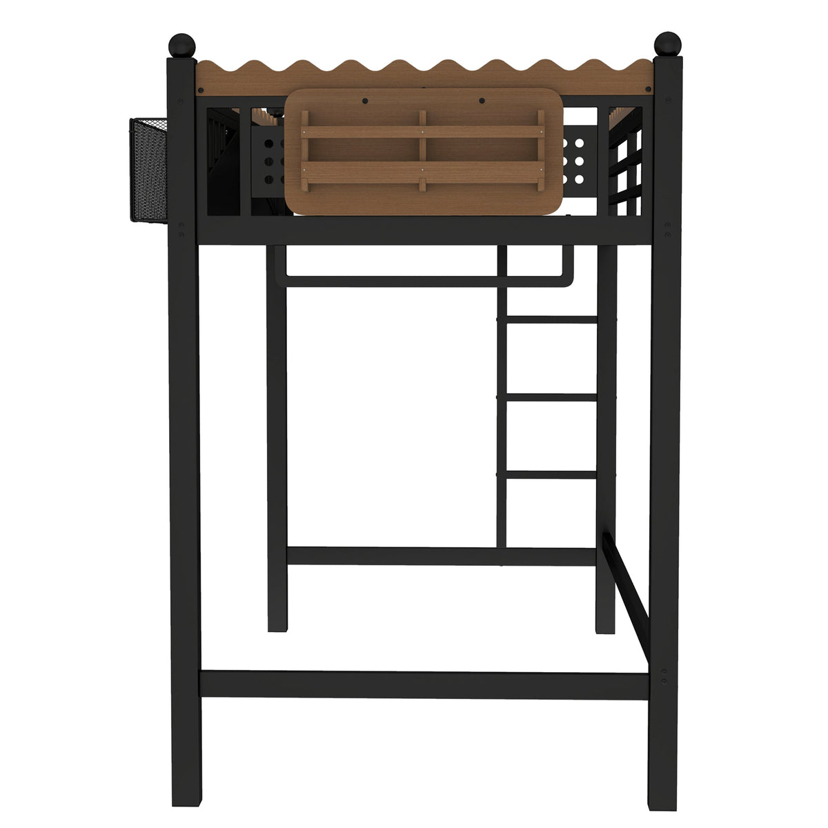 Twin XL Loft Bed with Ladders and Storage Shelves in black metal frame by HouseOfZazla on Tampa Home & Garden Store