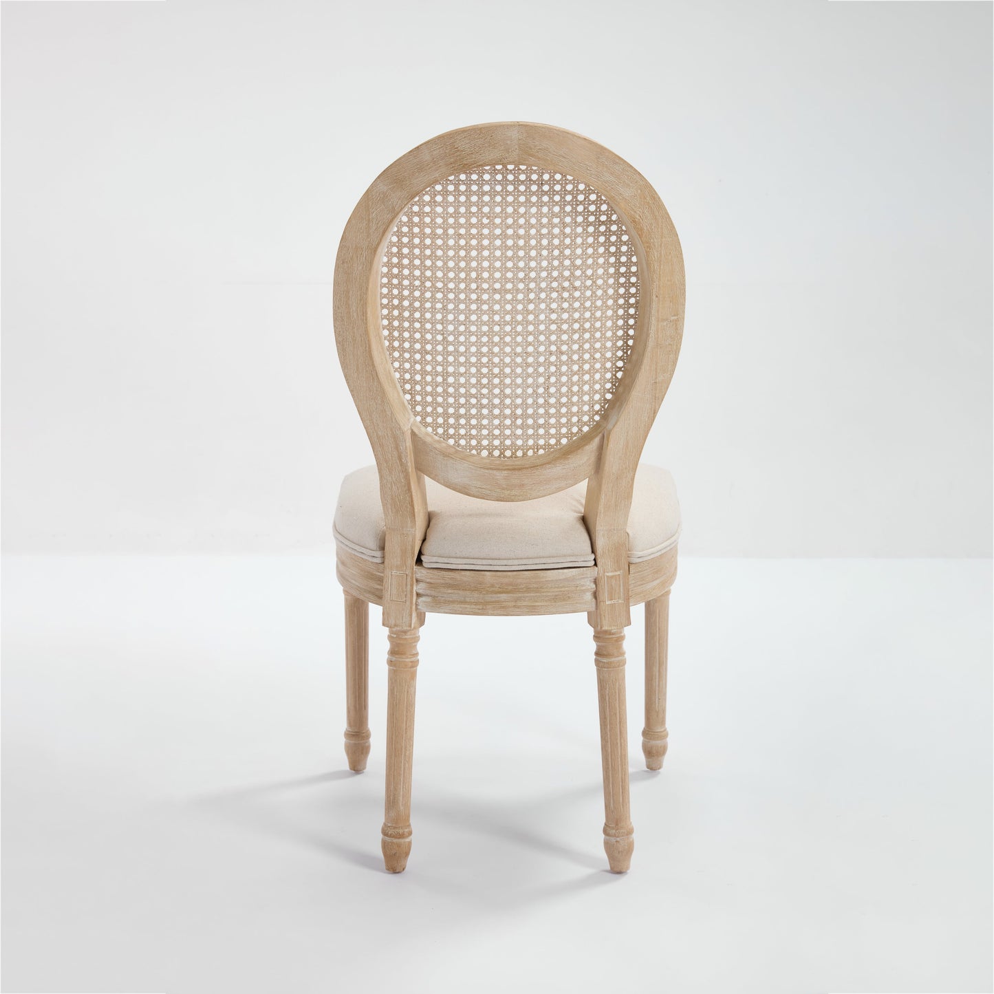 French country dining chairs set of 2 with upholstered beige seats and rattan back on Tampa Home & Garden Store