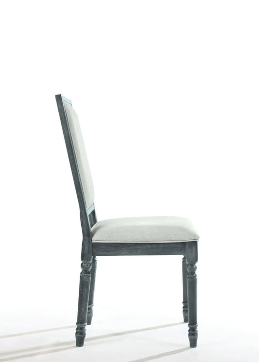 Leventis Weathered Side Chair in cream and gray with dark wood frame and turned legs on Tampa Home & Garden Store