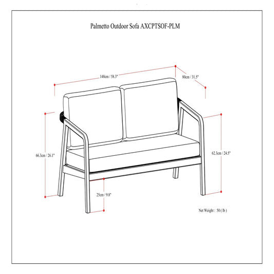 Palmetto Outdoor Sofa and Acacia Wood Gray