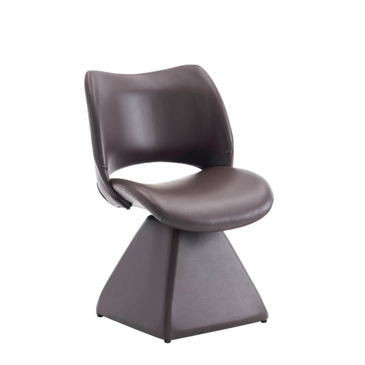 Modern swivel dining chair with high back in brown leather by Unique Piece Furniture on Tampa Home & Garden Store
