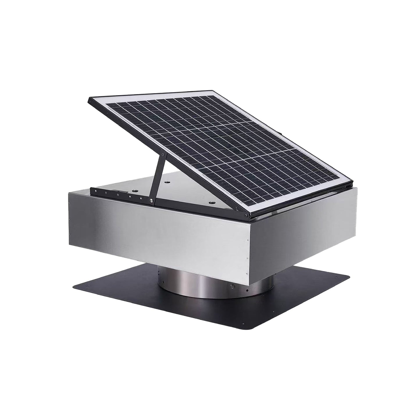 12-inch stainless steel solar roof vent fan with 40W tilt-adjustable solar panel on Tampa Home & Garden Store