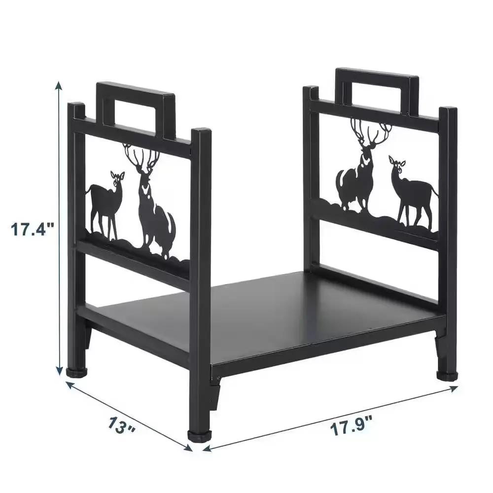 Set of 2 black metal 1.5 ft firewood log racks with deer pattern by HomePacific on Tampa Home & Garden Store