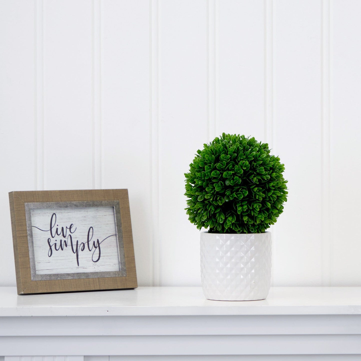 10" Artificial Boxwood Topiary Plant with Decorative Planter - Tampa Home & Garden Store