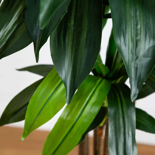 Artificial Dracaena Tree with Real Touch Leaves close-up of dark green glossy foliage on Tampa Home & Garden Store