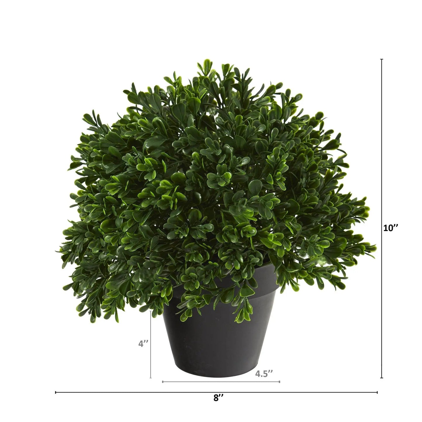 10 Inch Boxwood Topiary Artificial Plant in black pot, UV resistant by Nearly Natural on Tampa Home & Garden Store