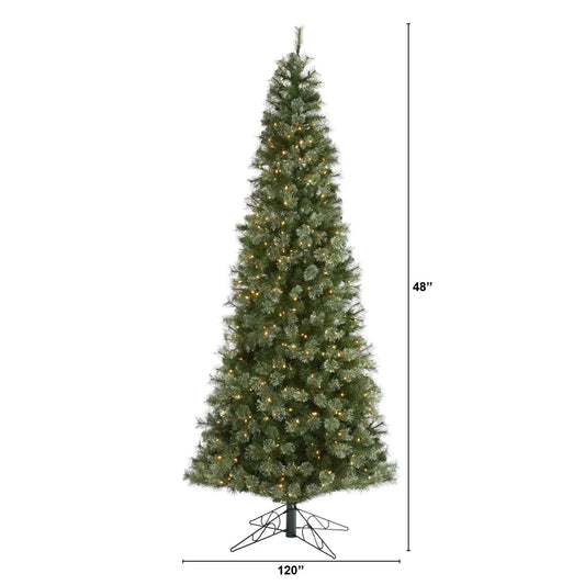 Nearly Natural Cashmere 10ft Slim Christmas Tree with 750 warm white lights on Tampa Home & Garden Store