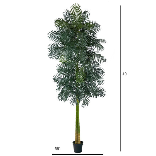 Tall 10ft double-stalk golden palm artificial tree by Nearly Natural in a dark pot on Tampa Home & Garden Store