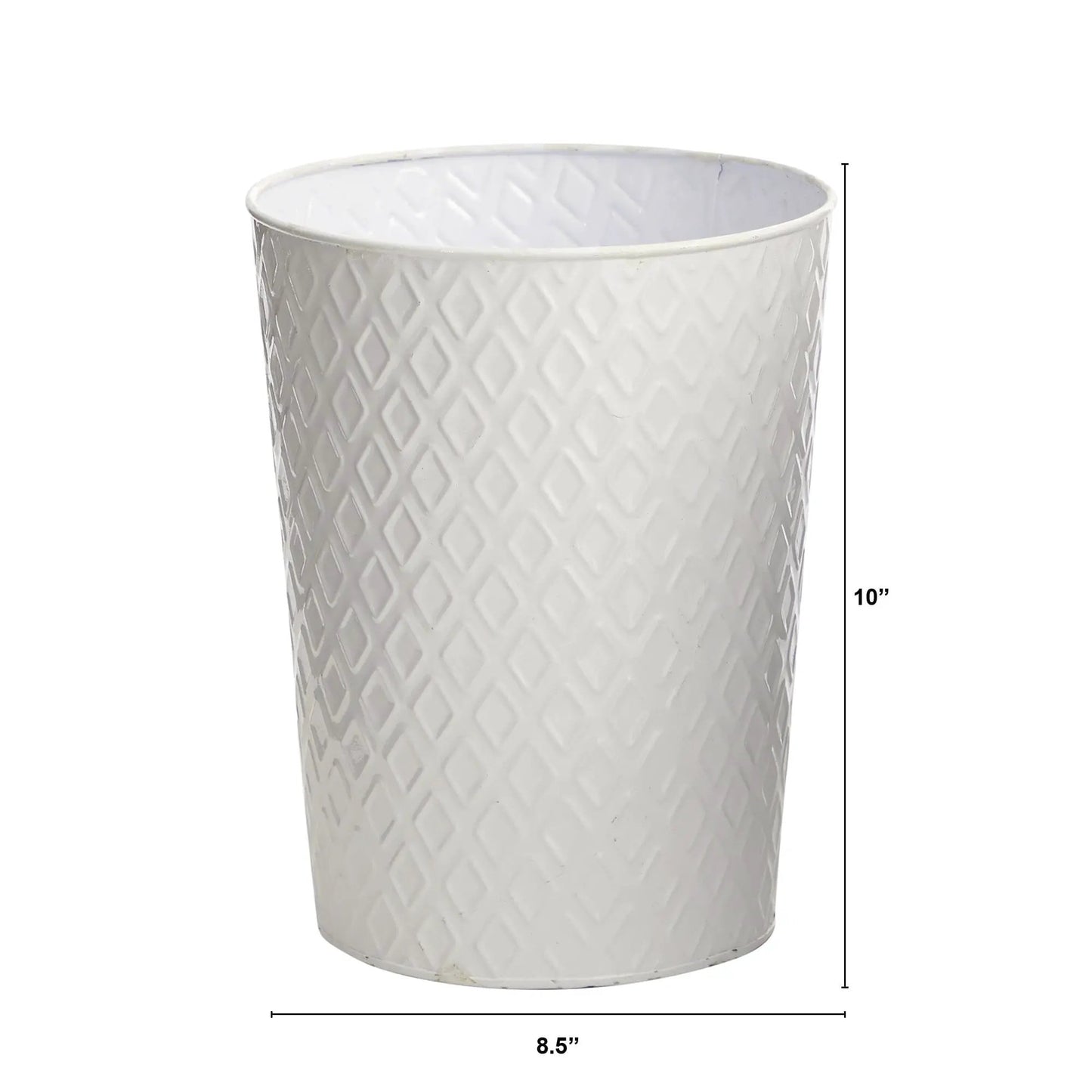 Planter 10 Inch Embossed White Tin, white metal decor by Nearly Natural on Tampa Home & Garden Store