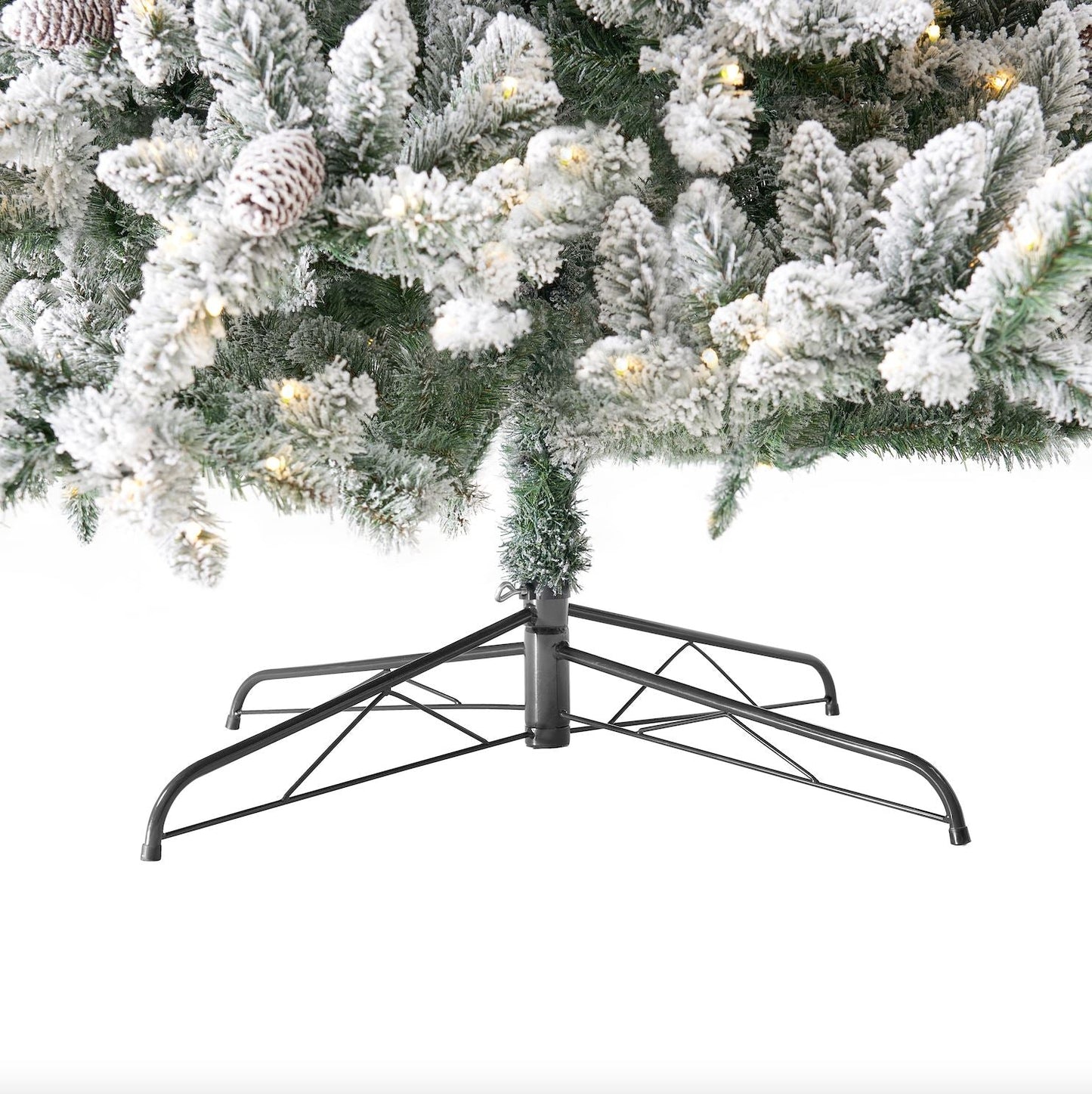 10’ Flocked Livingston Fir Artificial Christmas Tree with Pine Cones, 750 Clear Warm LED Lights and 2424 Bendable Branches - Tampa Home & Garden Store