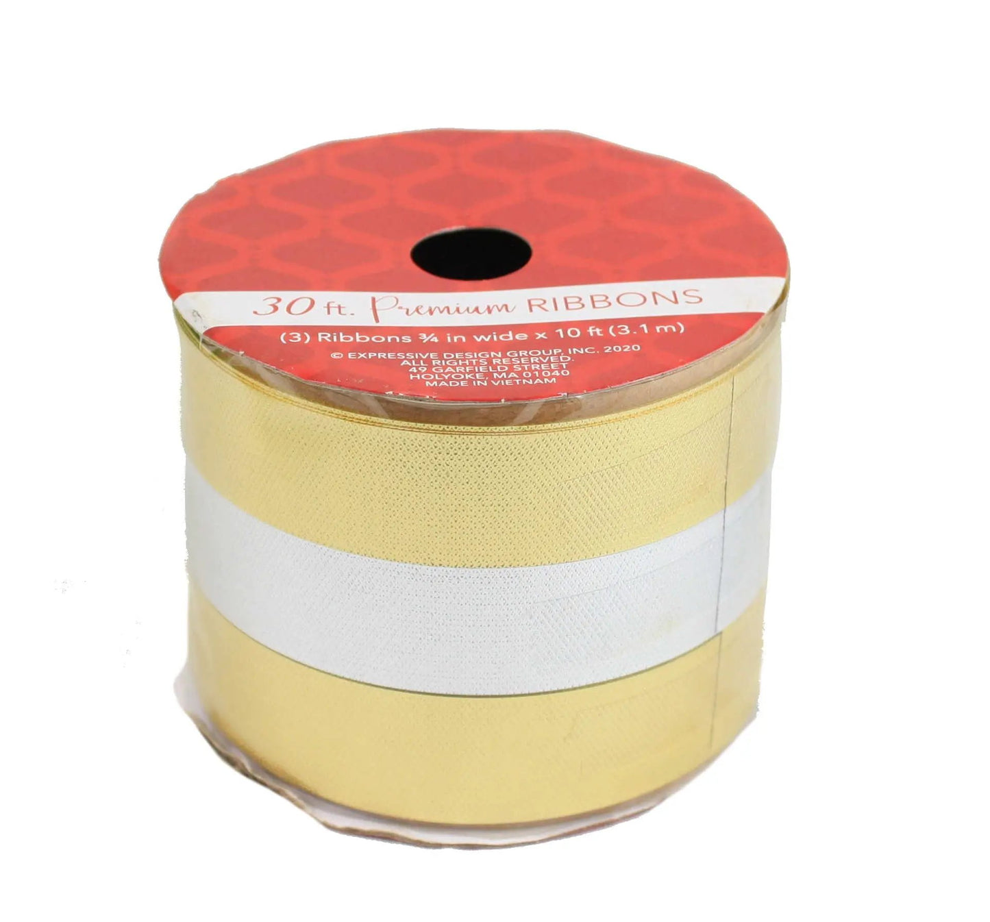 Premium Ribbon Set Gold Silver Gold 10 ft, 3 ribbons 3/4 in wide spool on Tampa Home & Garden Store