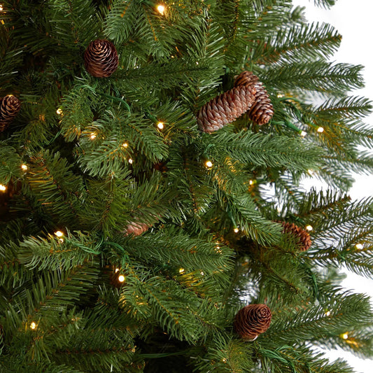 Fraser Fir Christmas Tree with 780 LED lights and pine cones Nearly Natural on Tampa Home & Garden Store