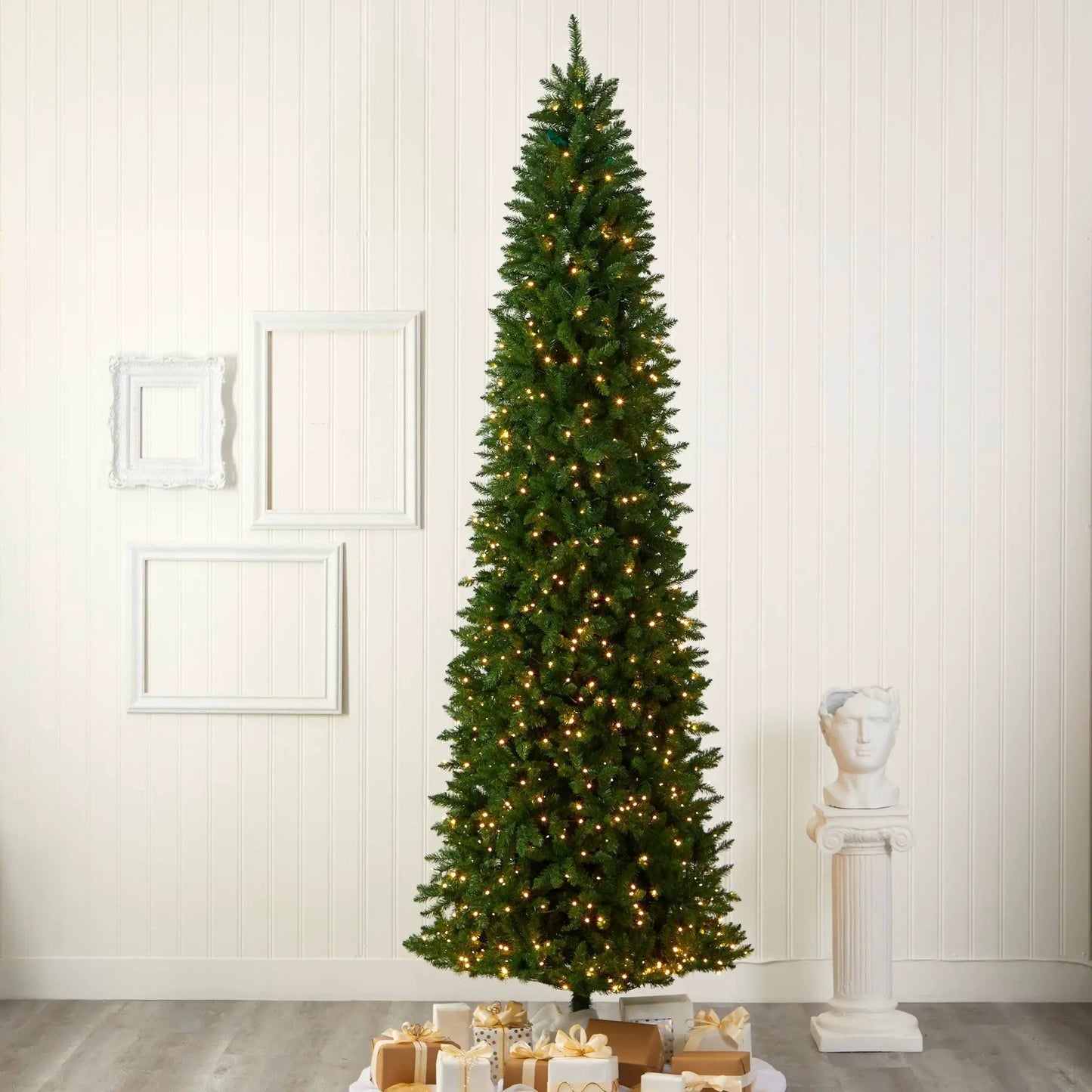 Slim Green Mountain Pine artificial Christmas tree with LED lights by Nearly Natural on Tampa Home & Garden Store