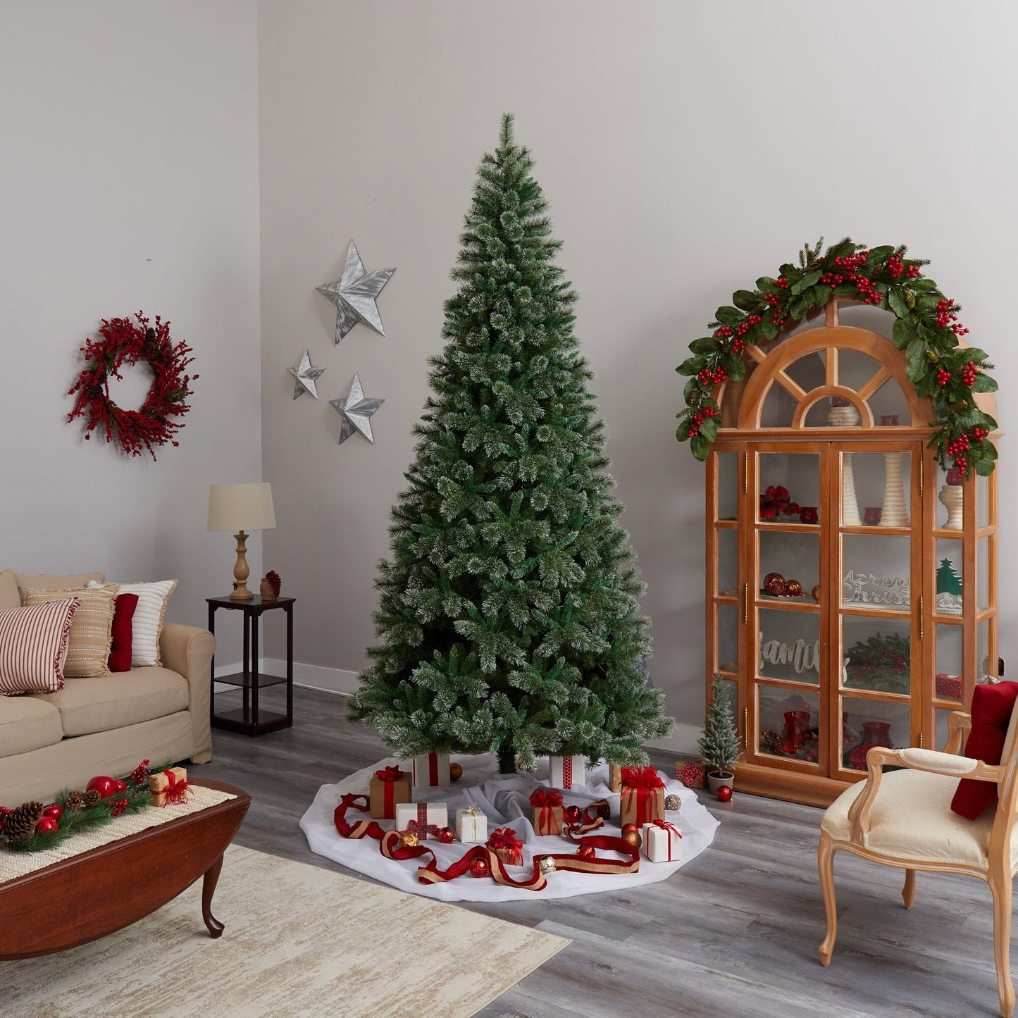 10’ Wisconsin Slim Snow Tip Pine Artificial Christmas Tree with 1652 Bendable Branches - Tampa Home & Garden Store