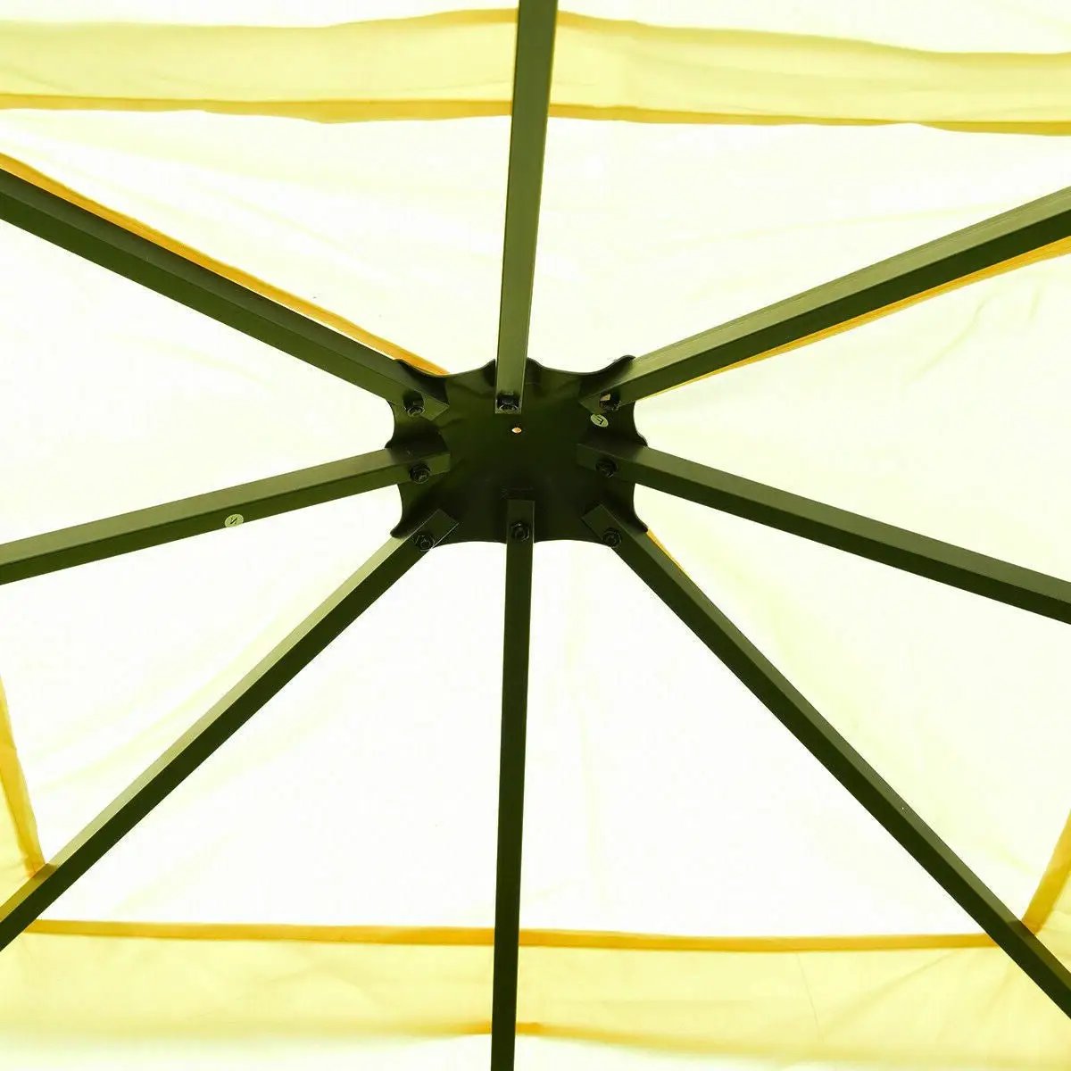 10x10 ft outdoor steel-frame gazebo shelter with yellow canopy and green ribs on Tampa Home & Garden Store