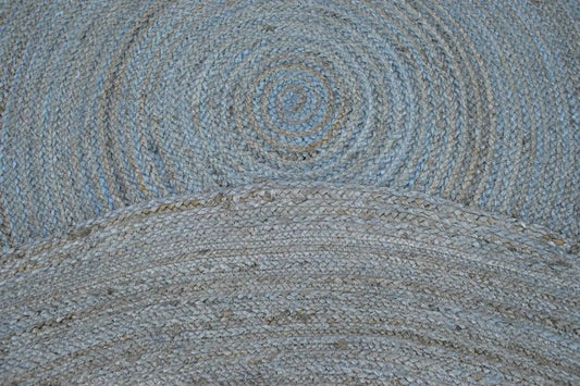 100% All Natural Fiber Hand Braided Boho Blue Round Jute Rug | JR1 - Tampa Home & Garden Store