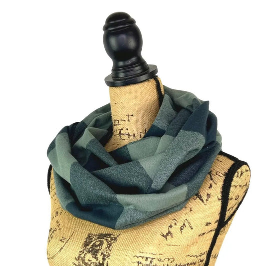 Scarf Thistle & Stitch 100% organic cotton buffalo plaid in dusty sage and navy displayed on Tampa Home & Garden Store