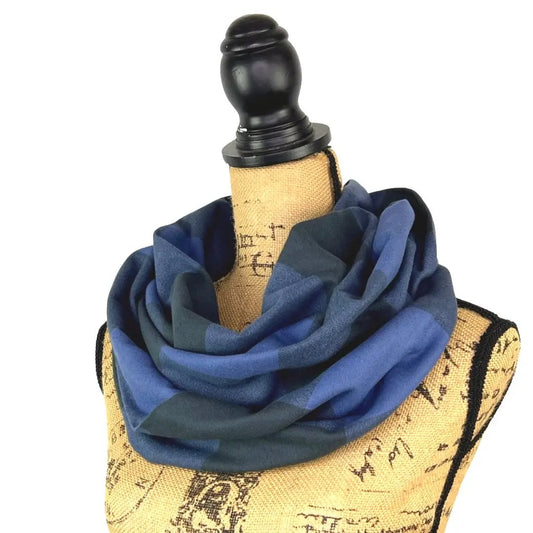 Organic Cotton Buffalo Plaid Infinity Scarf by Thistle & Stitch in blue-indigo tones on Tampa Home & Garden Store