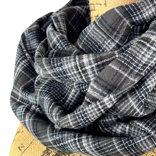 Scarf Organic cotton plaid infinity scarf in charcoal gray and white flannel on Tampa Home & Garden Store