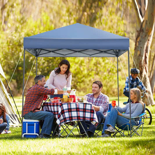 6.6 x 6.6 Feet Outdoor Pop-up Canopy Tent with UPF 50+ Sun Protection-Blue - Tampa Home & Garden Store