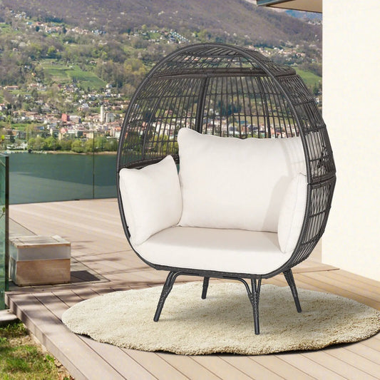 Oversized Patio Egg Lounge Chair With Cushions