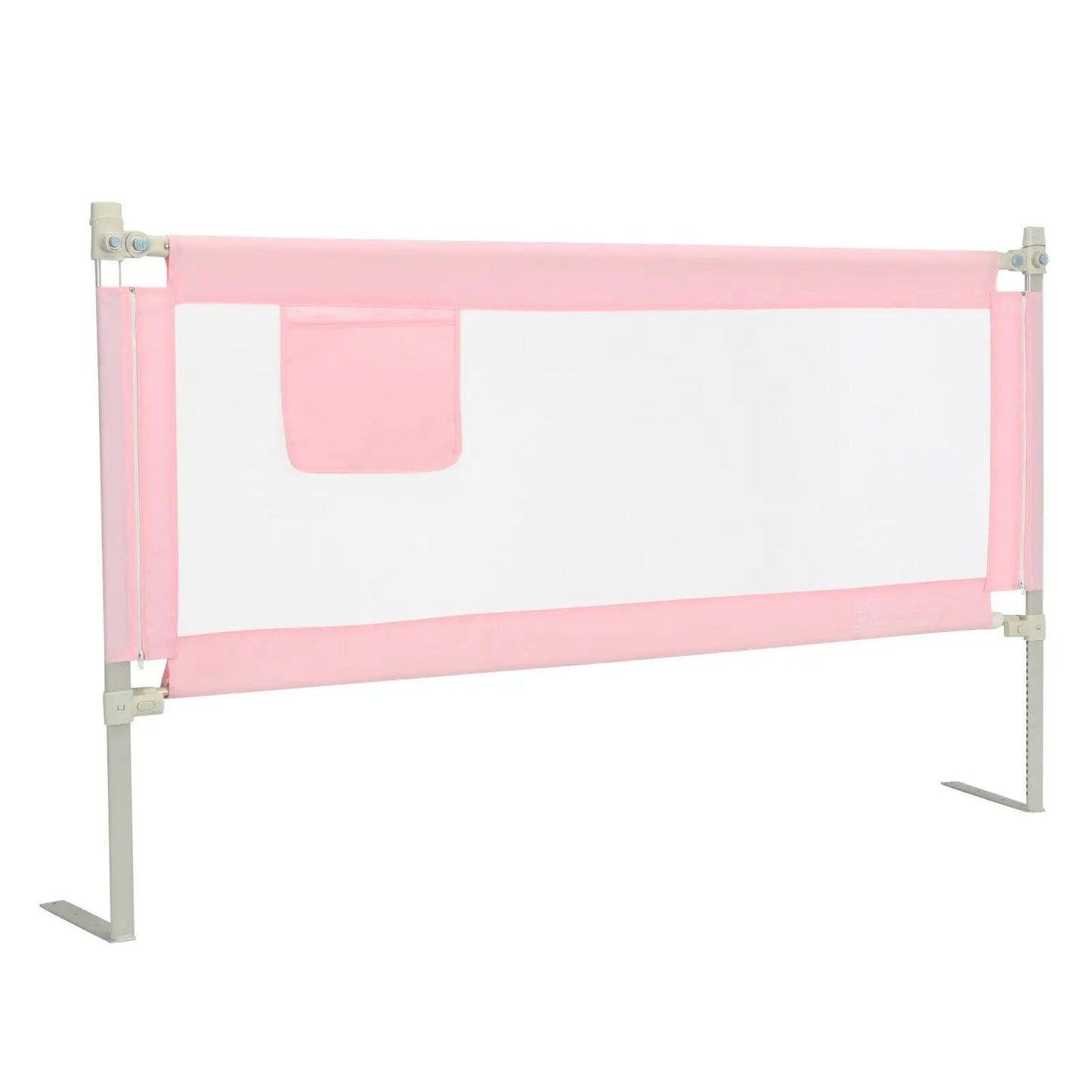 DirectDeals Toddler Bed Rail with Anti-Collision, pink fabric rail and side pocket on Tampa Home & Garden Store