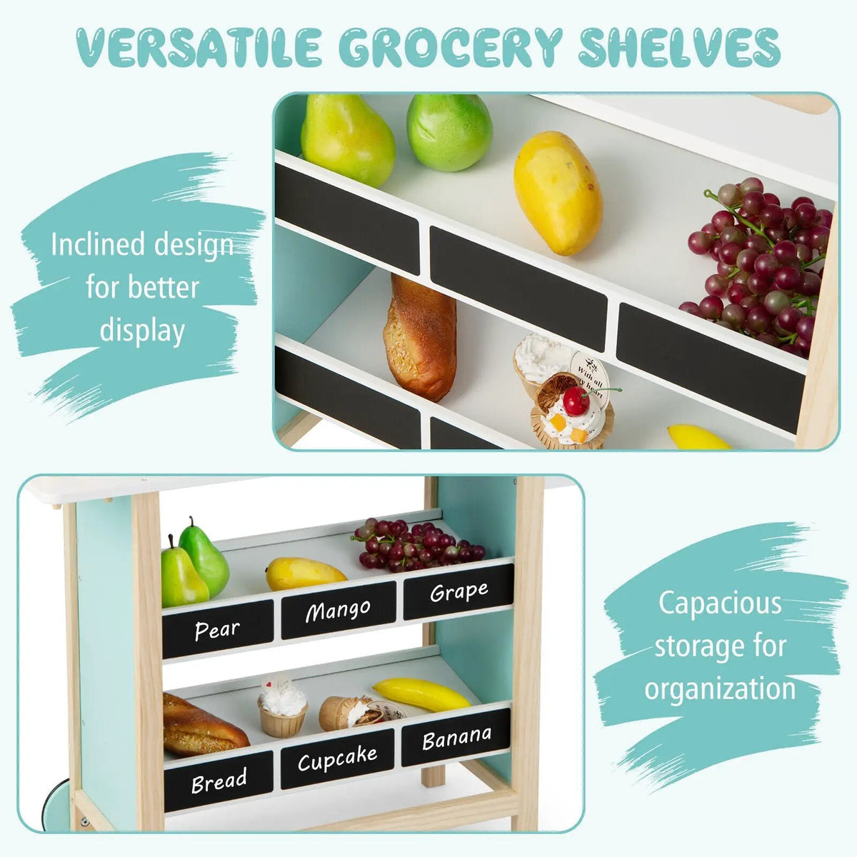 Kids wooden ice cream cart with chalkboard and storage shelves DirectDeals on Tampa Home & Garden Store