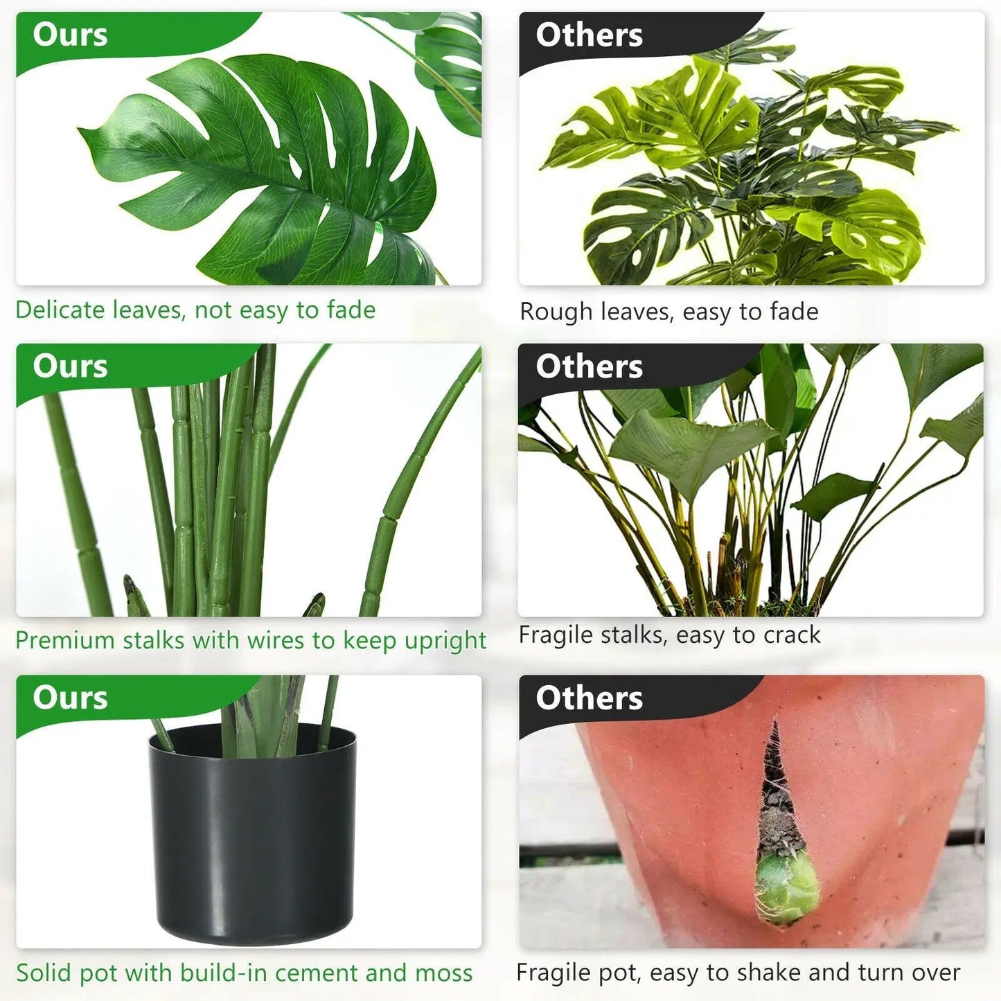 4 Feet Artificial Monstera Deliciosa Tree with 10 Leaves of Different Sizes - Tampa Home & Garden Store