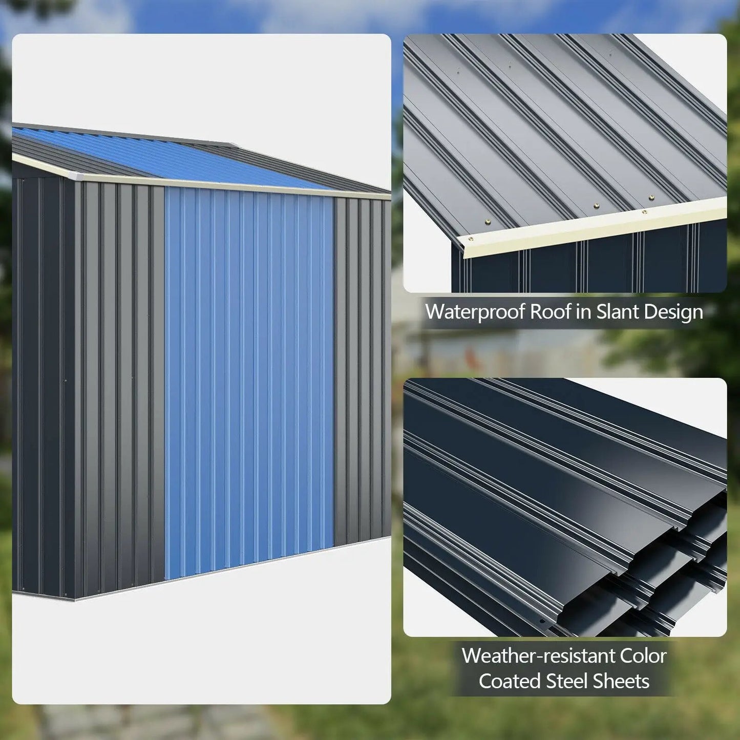 Outdoor Storage Shed Extension Kit for 7 ft shed DirectDeals, weatherproof steel, slant roof on Tampa Home & Garden Store
