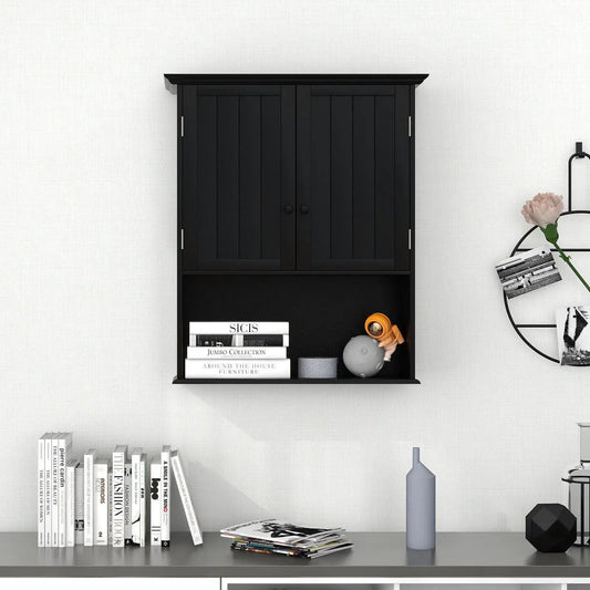 Two-Door Wall Mount Bathroom Cabinet With Shelf in black DirectDeals bathroom cabinet on Tampa Home & Garden Store