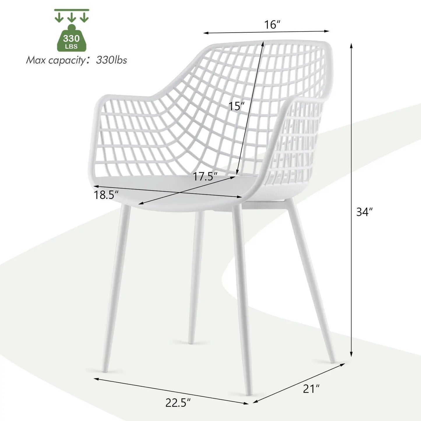 Set of 4 white modern dining chairs with lattice back and slim legs on Tampa Home & Garden Store