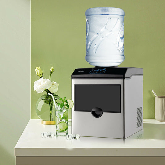 Máquina de hielo y dispensador de agua 2 en 1 de acero inoxidable para encimera