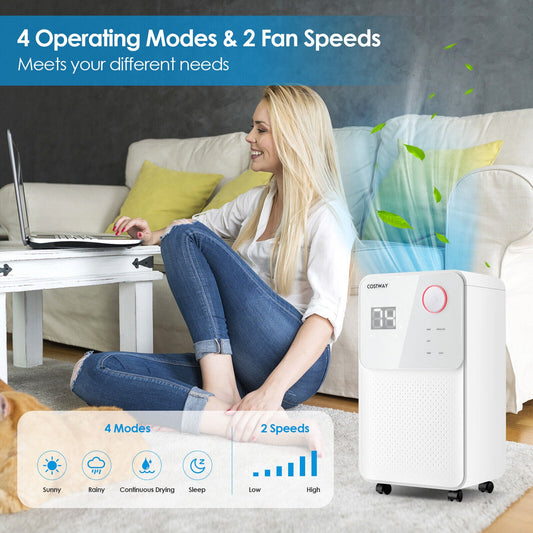 32 Pints 2000 Sq. Ft Dehumidifier for Home and Basements with 3-Color Digital Display-White - Tampa Home & Garden Store