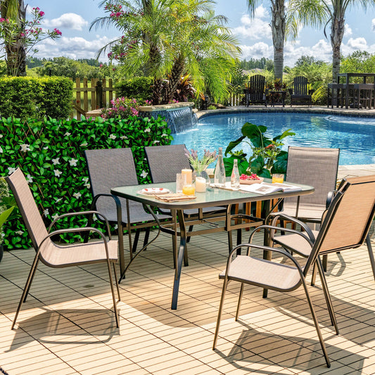7-Piece Patio Dining Set with 6 Stackable Chairs - Tampa Home & Garden Store